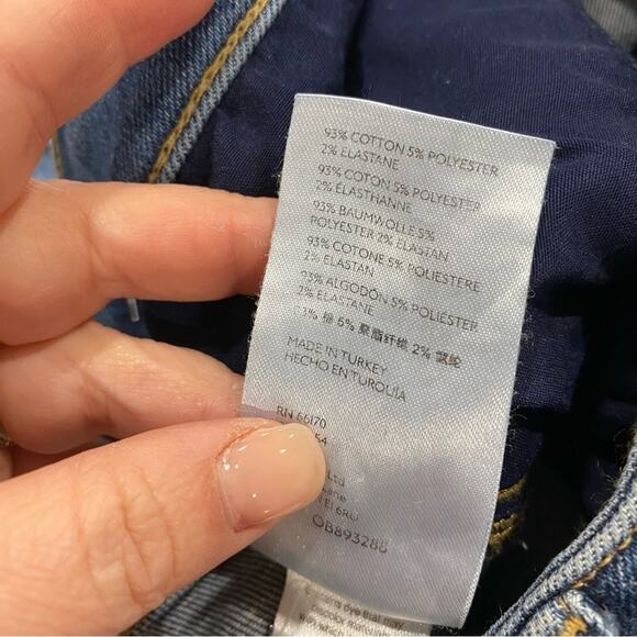 We The Free People | High Rise Dark Wash Raw Hem Skinny Blue Jeans Size 30 - Picture 7 of 13